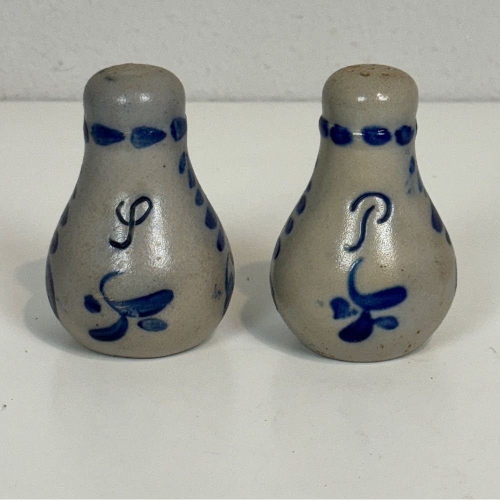 Vintage Salt Glazed German Stoneware Salt & Pepper Shaker Set